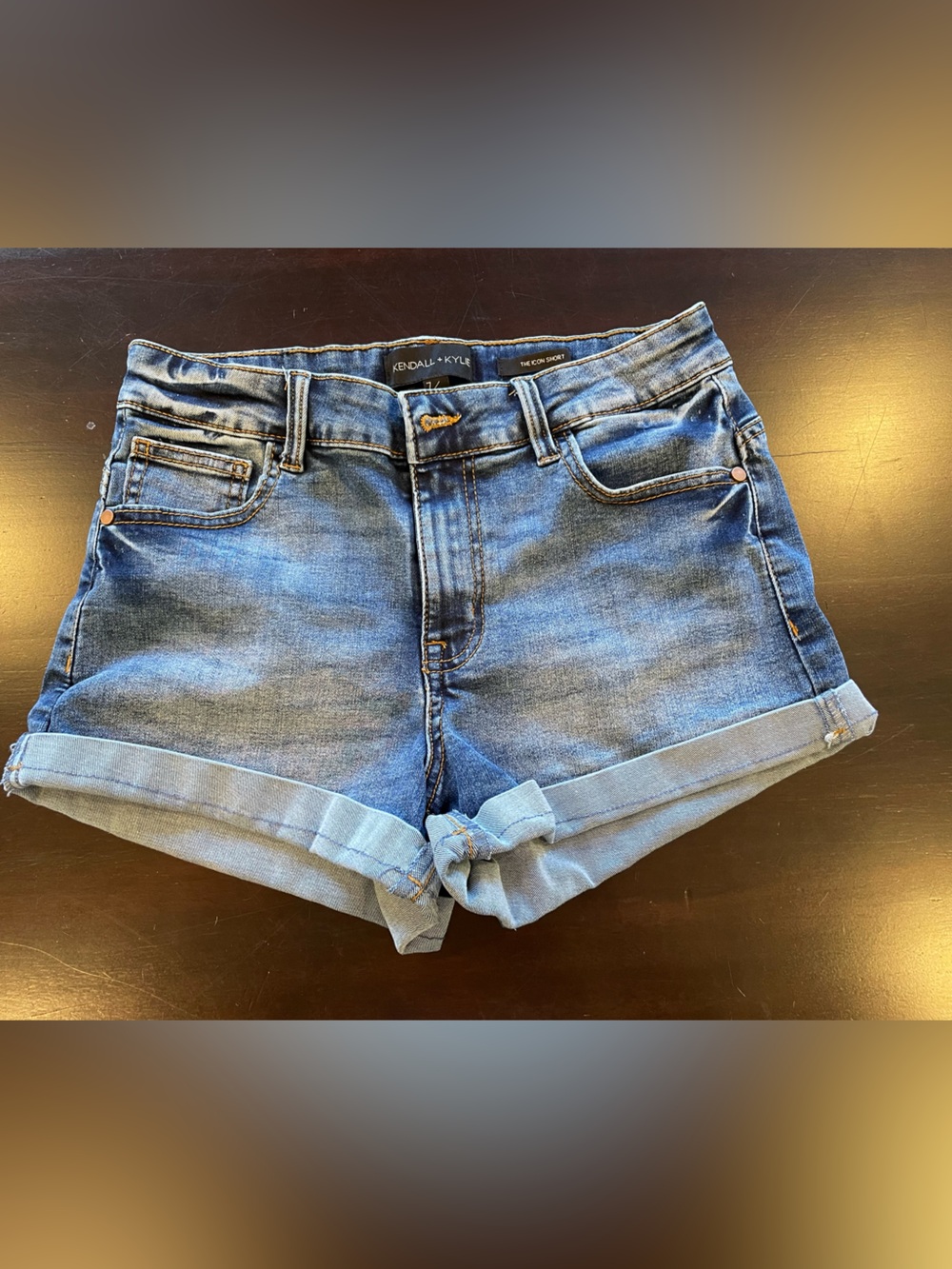 Kendall & Kylie Light Blue Rolled Cuff Denim Shorts
